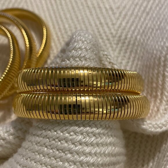 BEN AMUN Cobra Stretch Bangle Bracelet 24K Gold Plating One Size Fits Most New - Picture 3 of 12